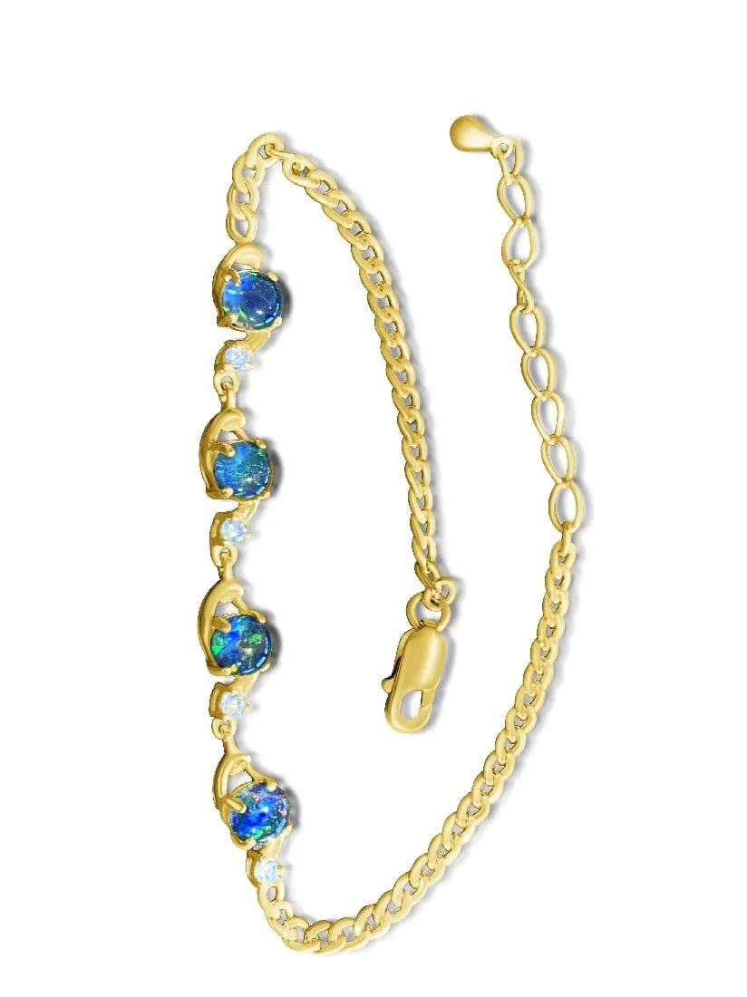 Sterling Silver Gold plated Opal triplet bracelet