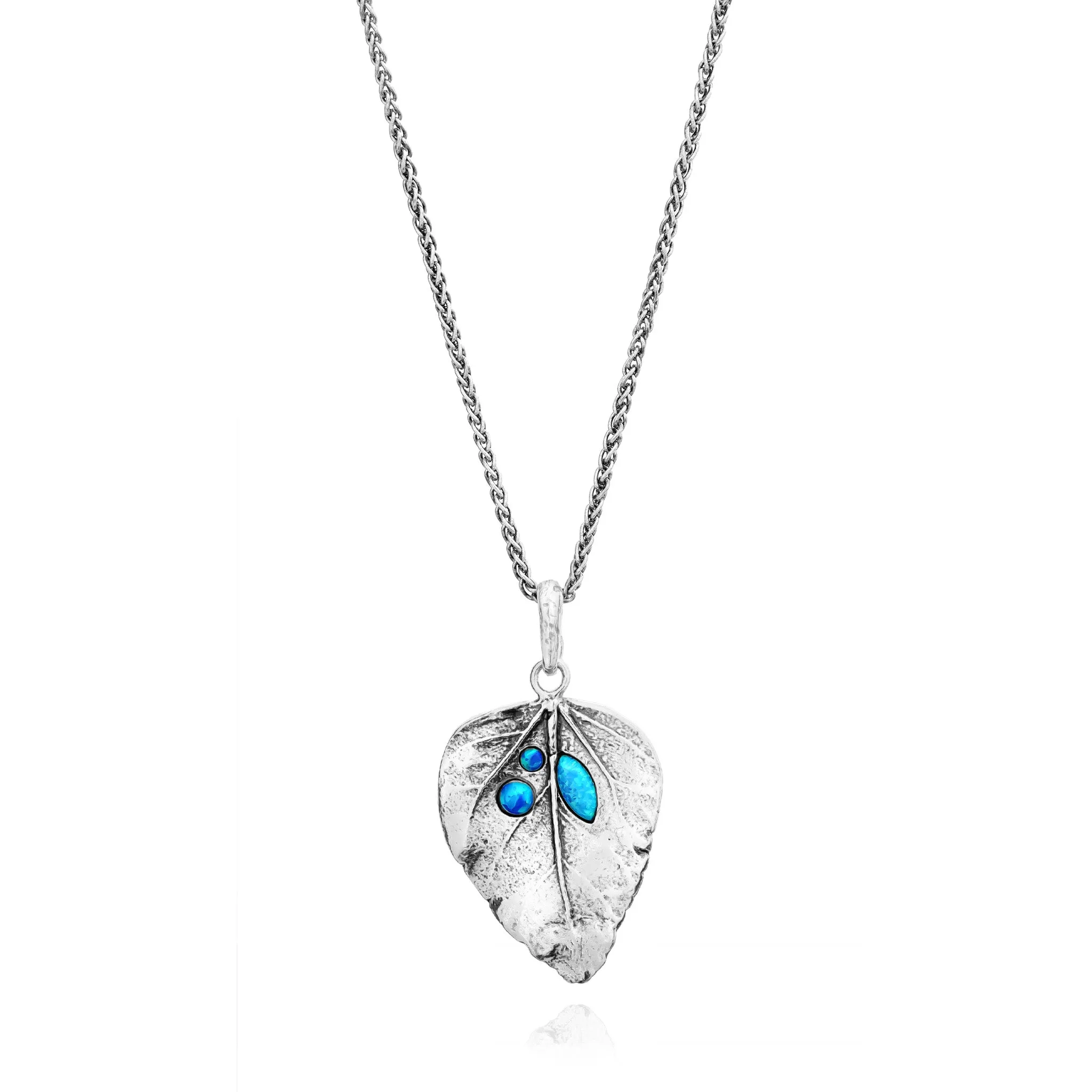 Sterling Silver Opal Leaf Necklace