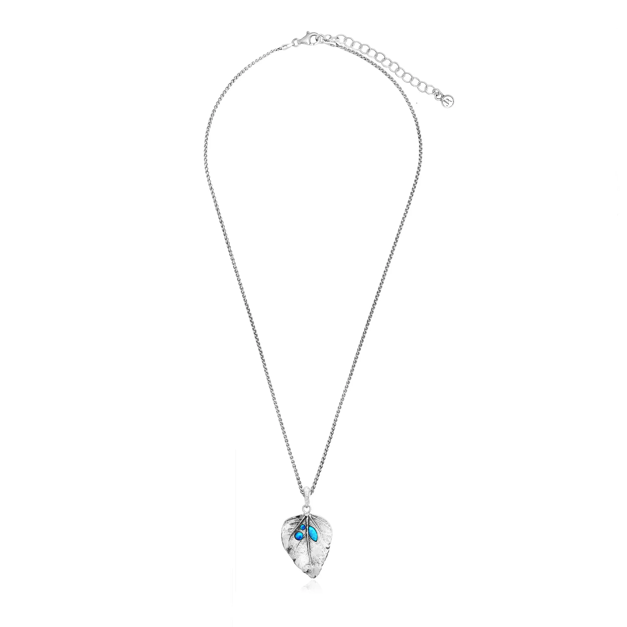 Sterling Silver Opal Leaf Necklace