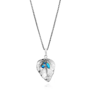 Sterling Silver Opal Leaf Necklace