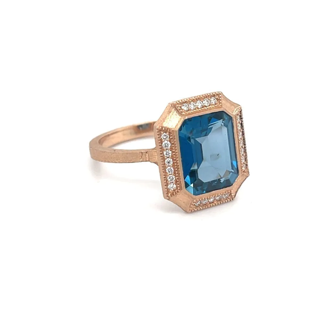 Topaz Matte Finished Ring with Diamonds at Regard Jewelry in Austin, Texas