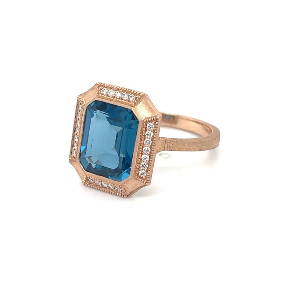 Topaz Matte Finished Ring with Diamonds at Regard Jewelry in Austin, Texas