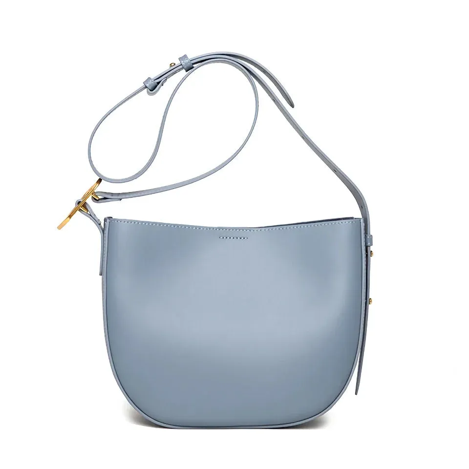 Vintage Cowhide Leather Shoulder Bag for Women - Stylish Crossbody Tote