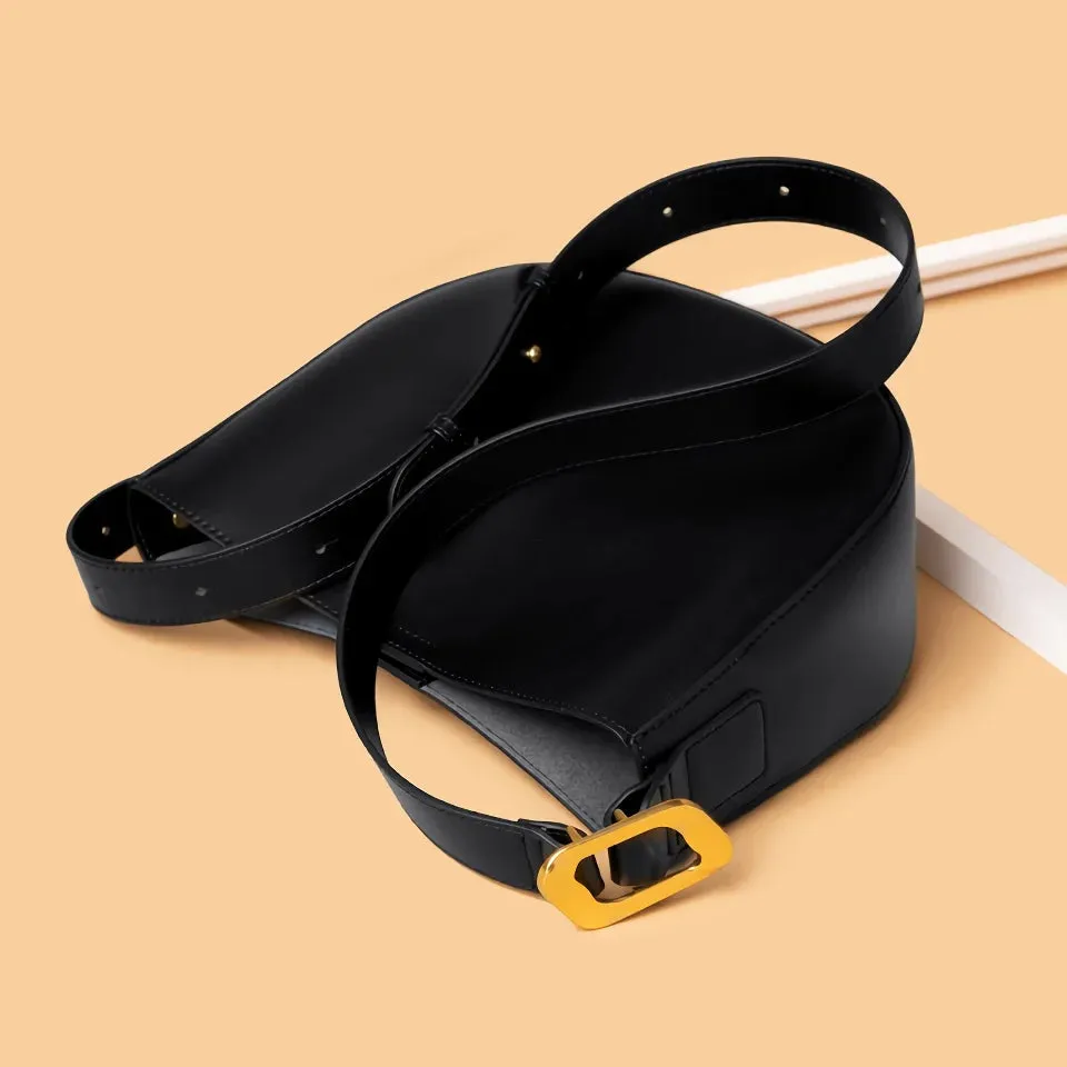 Vintage Cowhide Leather Shoulder Bag for Women - Stylish Crossbody Tote