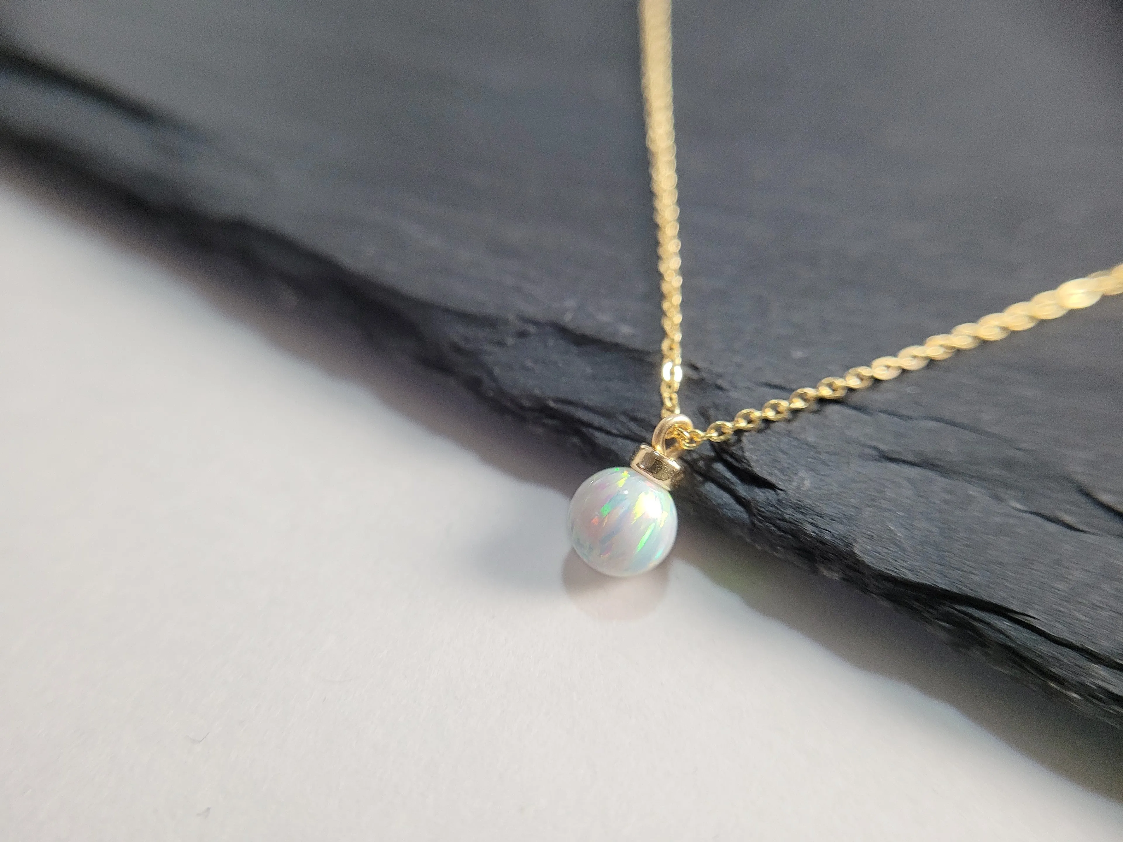 White Opal Pendant Necklace