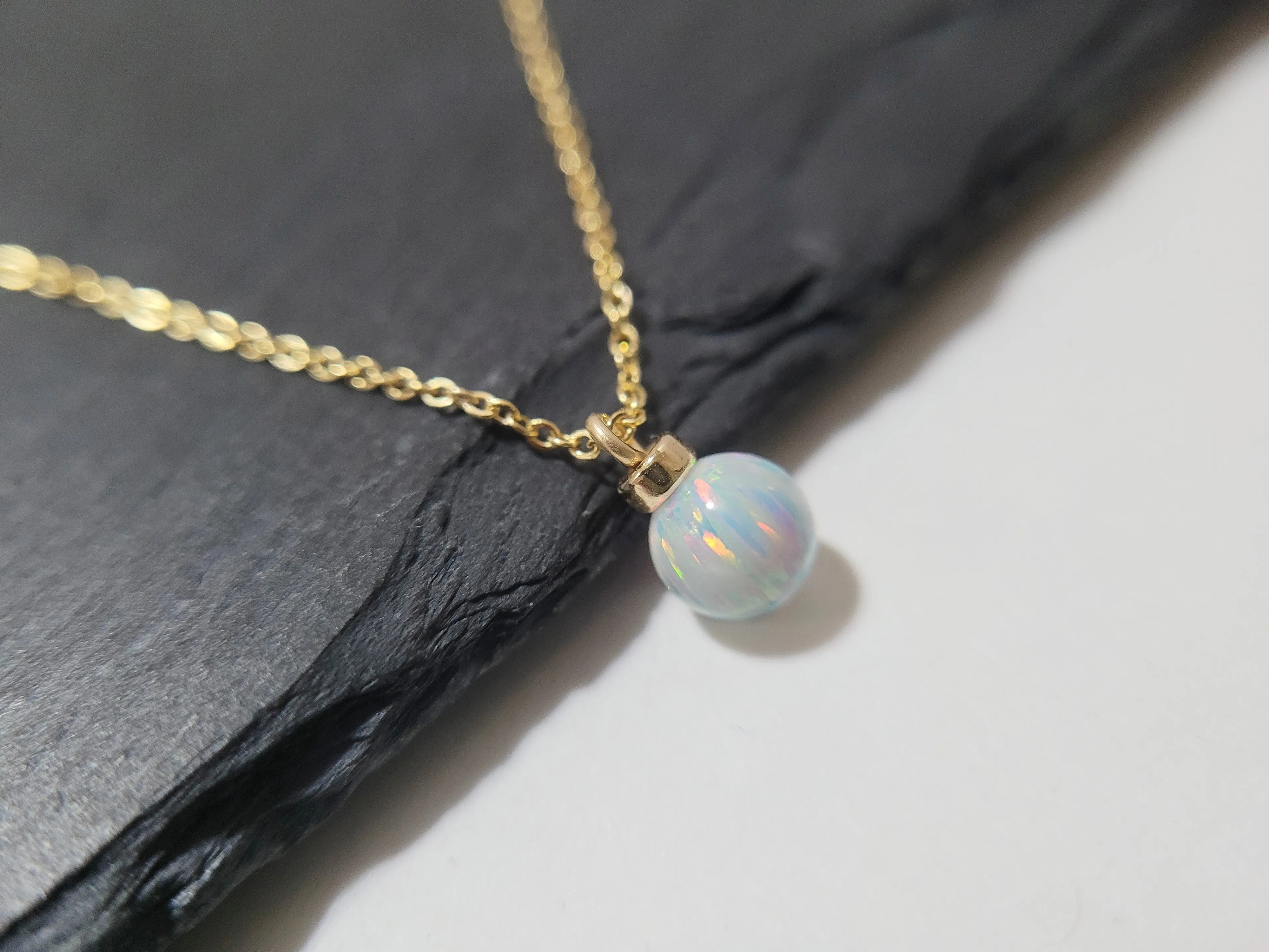 White Opal Pendant Necklace