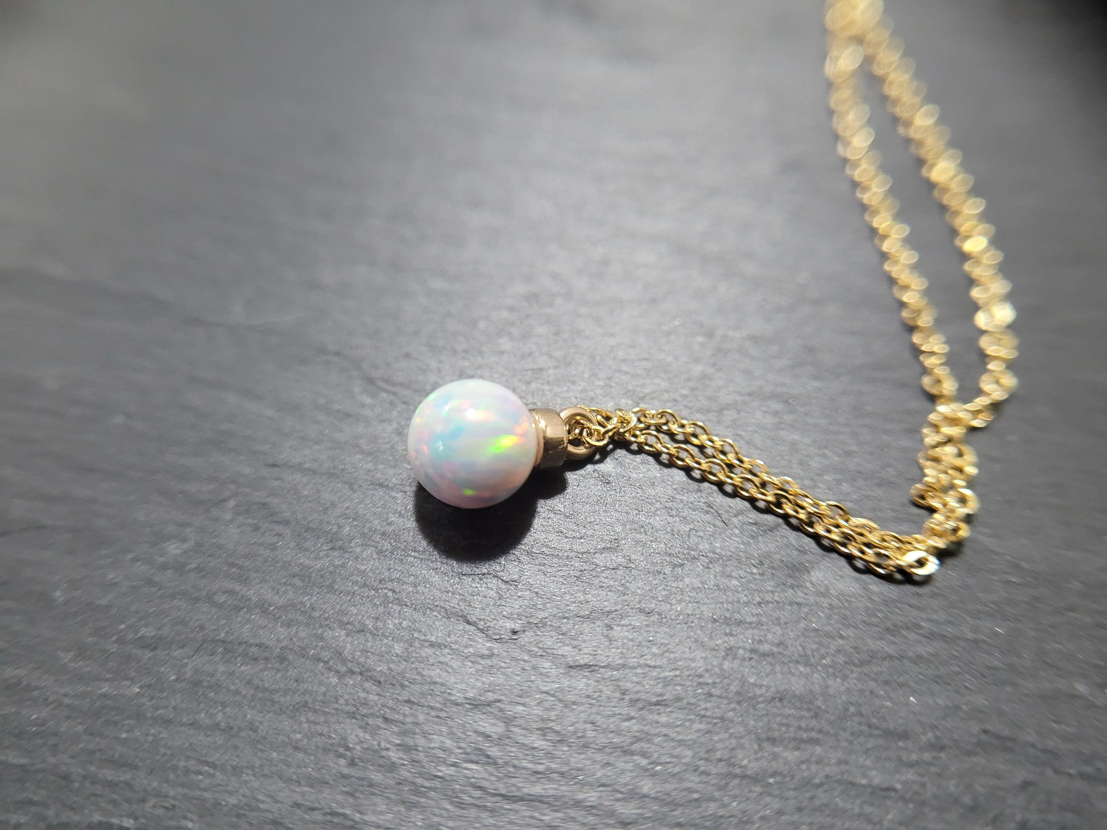White Opal Pendant Necklace