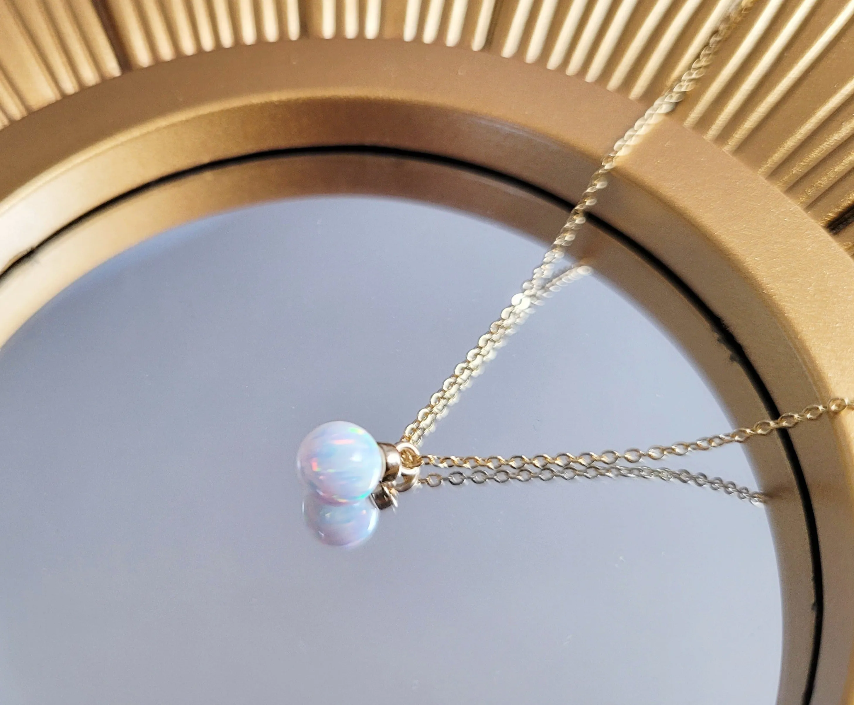 White Opal Pendant Necklace