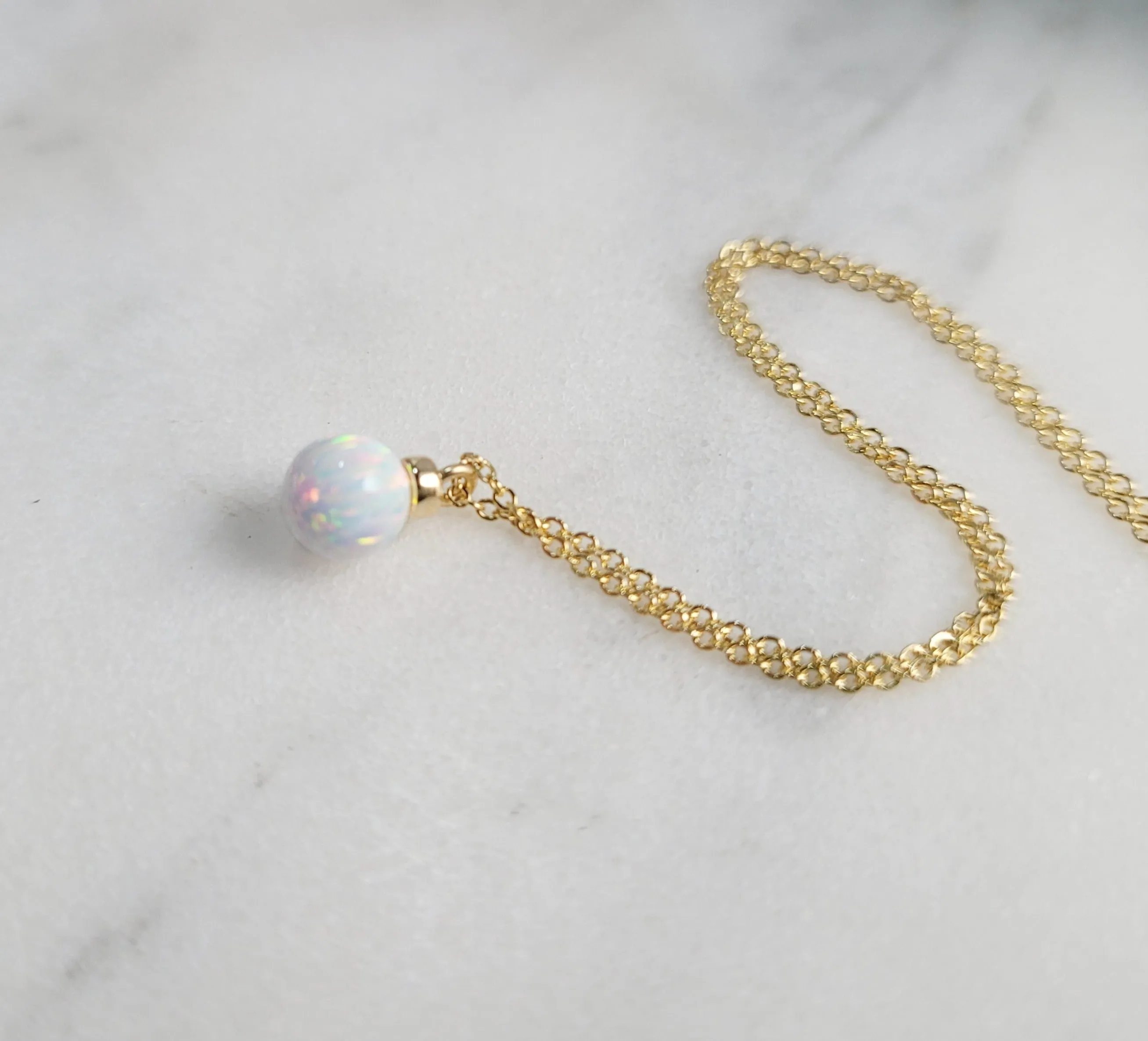 White Opal Pendant Necklace