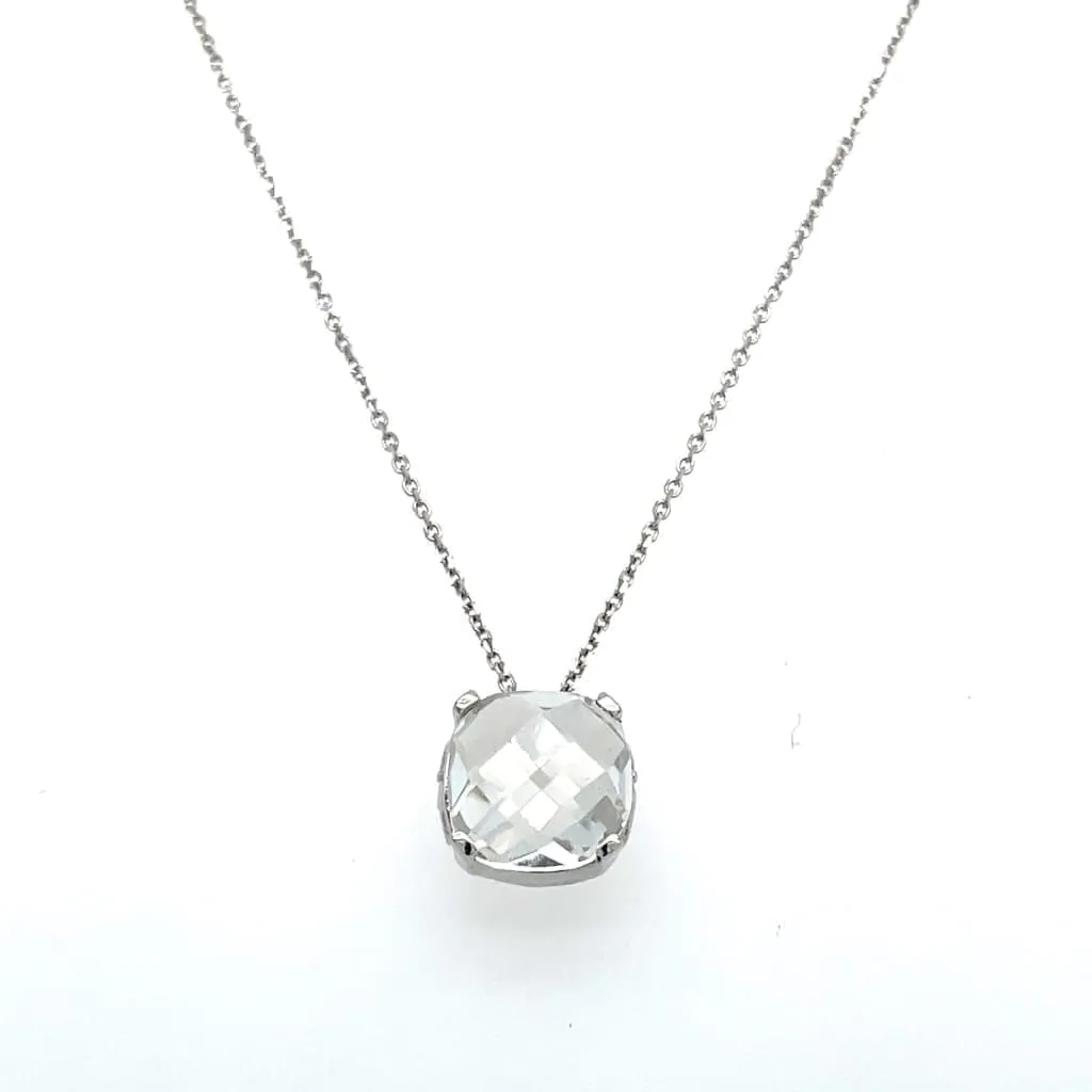 White Topaz Set in 14k White Gold Pendant at Regard Jewelry in Austin, Texas