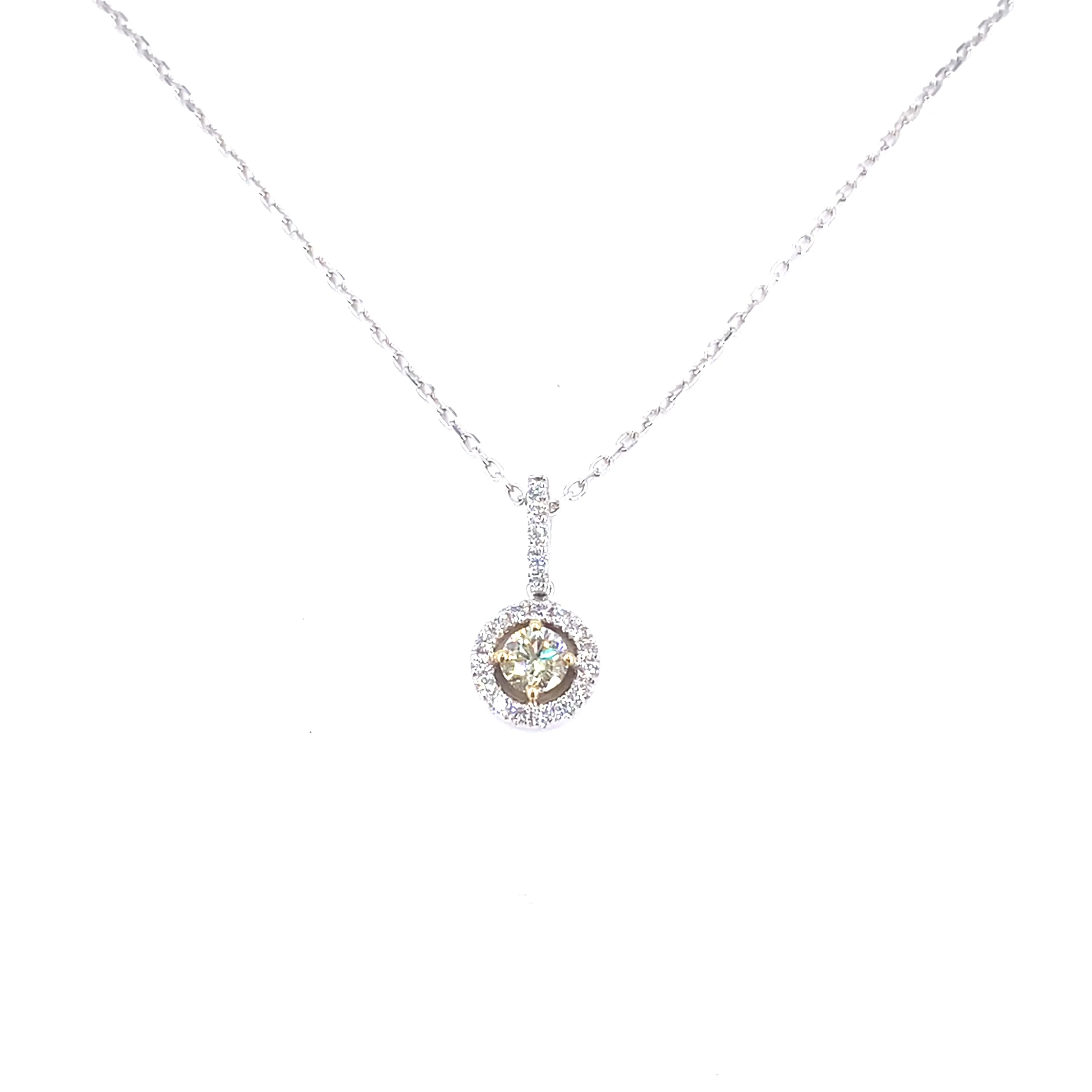 Women’s 18ct White Gold Diamond Solitaire Halo Pendant - 0.50ct