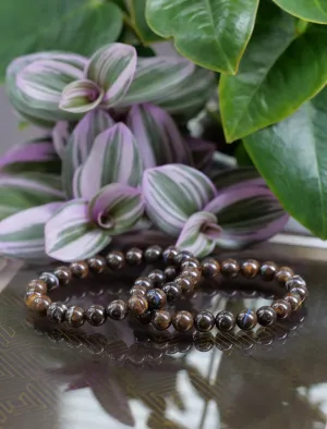 Yowah Boulder Opal 8mm Beaded Natural Gemstone Elastic Bracelet, Genuine Top Grade Gift Jewelry, Men Women Fashion Crystal Energy Jewellery